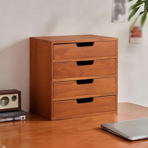 1peça Armário de armazenamento multifuncional de madeira vintage | Organizador de gaveta de mesa com 1-5 camadas para seleção | Perfeito para joias, armazenamento de escritório e quarto | Caixa de exibição tradicional para sala de estar, estudo e escritório
