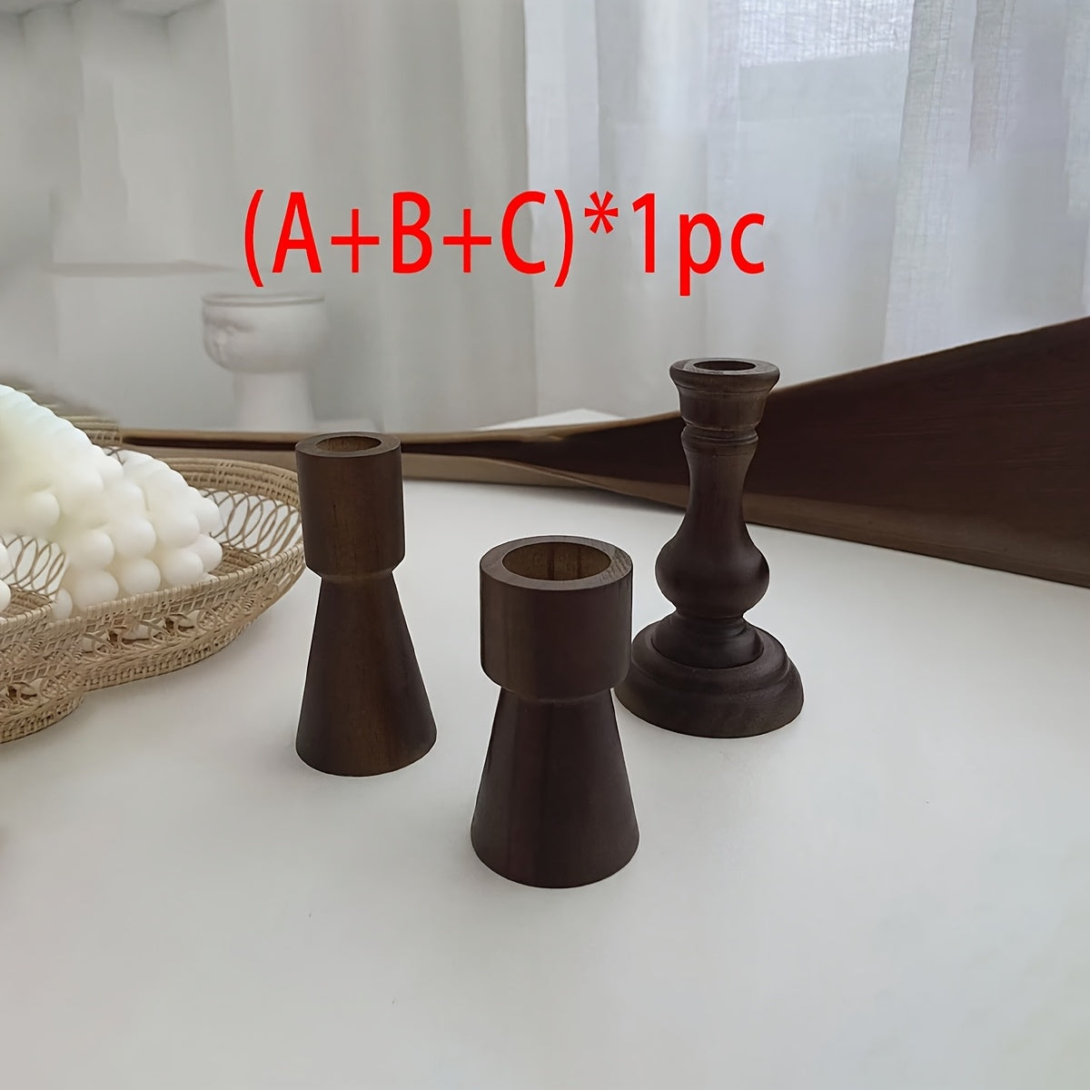 Suporte de Vela de Madeira em Coluna Romana Boêmia 1 pç/2 pçs/3 pçs/4 pçs - Peça Central de Mesa Adequada para Casamentos, para Decoração, para Igreja, para Café, para Festas de Fim de Ano, Castiçal Rústico para Natal, Páscoa, Dia dos Namorados
