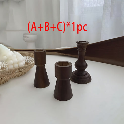 Suporte de Vela de Madeira em Coluna Romana Boêmia 1 pç/2 pçs/3 pçs/4 pçs - Peça Central de Mesa Adequada para Casamentos, para Decoração, para Igreja, para Café, para Festas de Fim de Ano, Castiçal Rústico para Natal, Páscoa, Dia dos Namorados