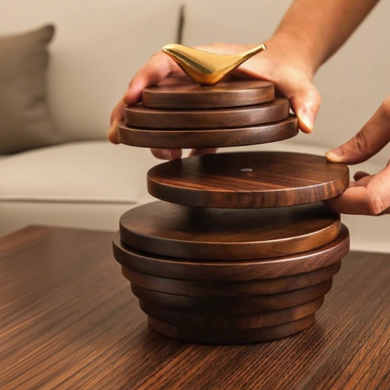 Conjunto de Bases de Isolamento Térmico em Madeira de Nogueira Preta para Mesa de Jantar, Bases Anti-Queimadura e Resistentes ao Calor para Copos de Café, Tapetes para Panelas e Tapetes para Chaleiras, Feitas de Madeira Maciça, Perfeitas como Presentes para Família, Amigos e Professores
