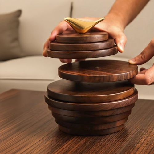 Conjunto de Bases de Isolamento Térmico em Madeira de Nogueira Preta para Mesa de Jantar, Bases Anti-Queimadura e Resistentes ao Calor para Copos de Café, Tapetes para Panelas e Tapetes para Chaleiras, Feitas de Madeira Maciça, Perfeitas como Presentes para Família, Amigos e Professores