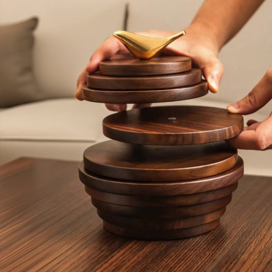 Conjunto de Bases de Isolamento Térmico em Madeira de Nogueira Preta para Mesa de Jantar, Bases Anti-Queimadura e Resistentes ao Calor para Copos de Café, Tapetes para Panelas e Tapetes para Chaleiras, Feitas de Madeira Maciça, Perfeitas como Presentes para Família, Amigos e Professores