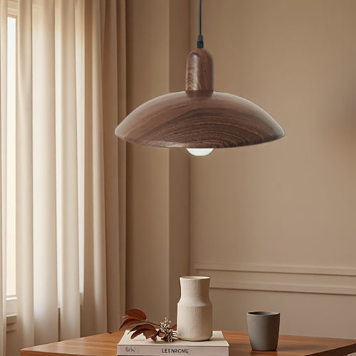 Candeeiro Moderno Minimalista, Pendente em Cúpula, Candeeiro Esférico Industrial em Ferro, Característica de Grão de Madeira Retro, Adequado para Luminárias de Ilha de Cozinha, Candeeiro Suspenso para Teto de Mesa de Jantar de Quarto