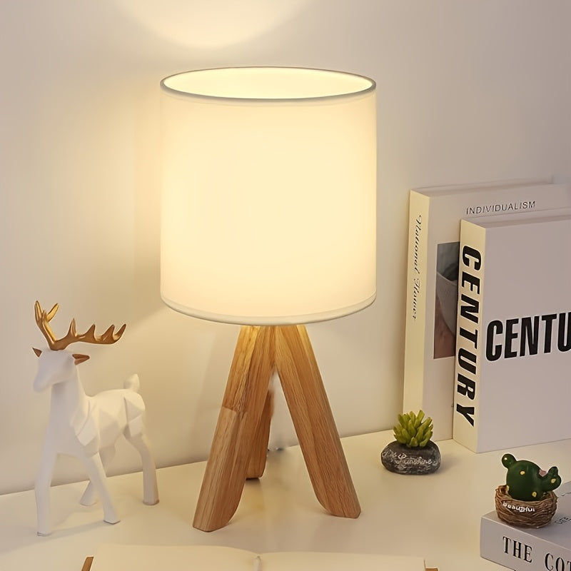 Abajur de Mesa Pequeno, Abajur Infantil Fofo com Cúpula de Tecido e Base de Tripé de Madeira, Luminária de Mesa de Cabeceira, Adequado para Crianças, Escritório, Estudo, Quarto, Dormitório, Mesa de Centro