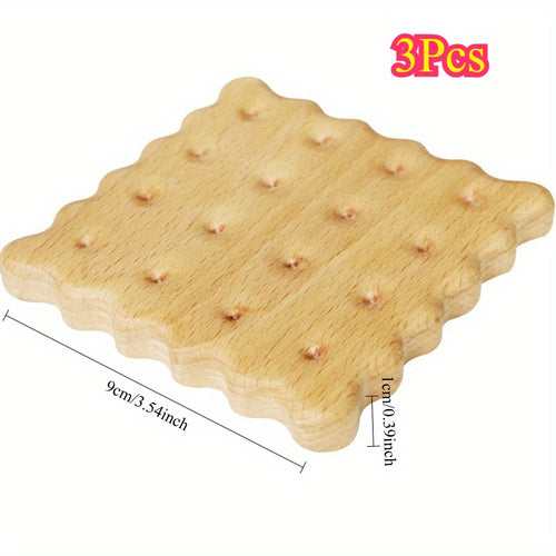 Conjunto de 3 peças, biscoitos criativos, porta-copos de madeira maciça, almofadas de isolamento térmico, para canecas, xícaras de café, almofadas antiderrapantes, porta-copos simples, porta-copos de madeira maciça