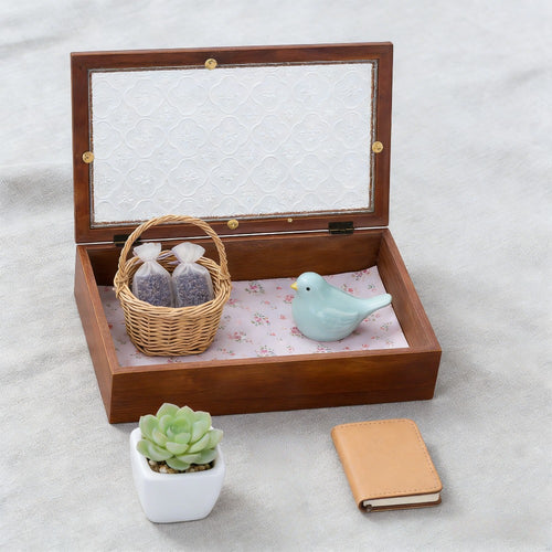 1 peça Caixa de Joias Decorativa Vintage de Madeira Maciça, Caixa de Armazenamento Multiuso para Bugigangas com Tampa de Vidro de Flor de Macieira Silvestre, Organizador de Mesa, Armário, Recipiente para Acessórios Diversos, Caixa de Exibição para Artesanato, Caixas de Presente para Dia dos Namorados e Páscoa, Decoração para Casa e Escritório