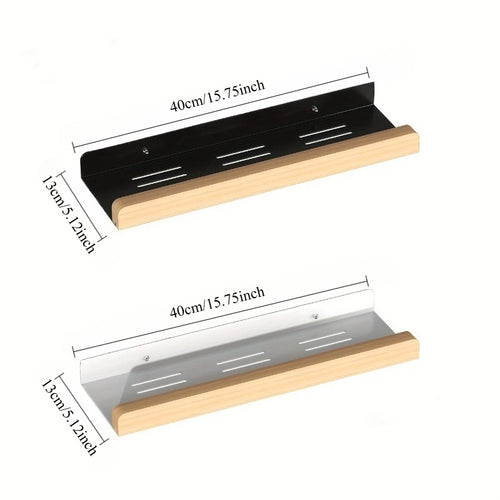 Organizador de Prateleira para Casa de Banho Sem Furos – Sem Necessidade de Furar, Construção Robusta em Madeira Natural, Design que Poupa Espaço, Adequado para Casa de Banho, Cozinha ou Escritório, Ideal para Apartamentos Pequenos e Inquilinos, Estilo Minimalista, Acessório de Casa de Banho