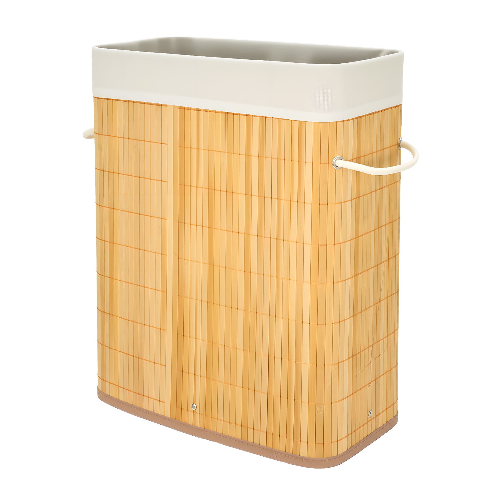 Barrote de Arrumação de Bambu de 40L com Cortina Enrolável, Cestos de Roupa Ideal para Lavandaria, Quarto e Uso de Canto, Organizador de Armário, Arrumação de Quarto