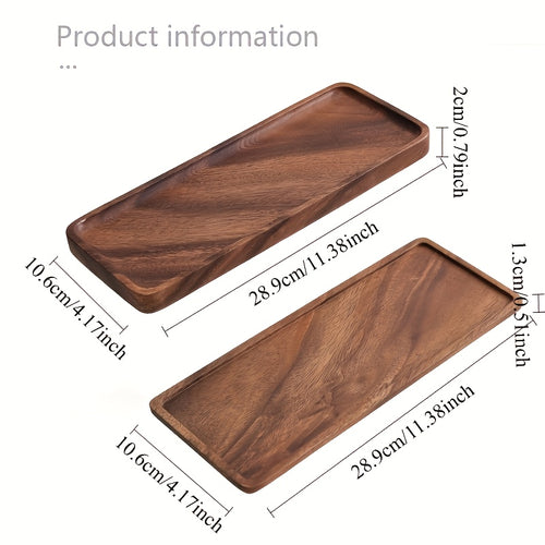 Bandeja Retangular de Nogueira Natural 1 | Prateleira de Armazenamento Retangular Oval Grande de 29,97 cm para Banheiro/Pia, Grão de Madeira Natural Polido, Design Minimalista, Presente de Natal
