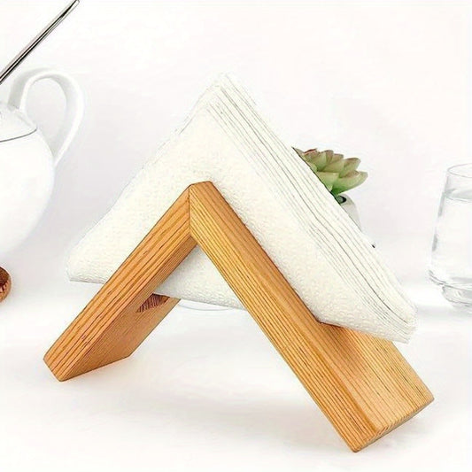 Suporte Triangular para Guardanapos e Lenços de Cozinha em Madeira Maciça Estilo Nórdico, um Organizador de Mesa Triangular com Acabamentos Naturais, Adequado para Guardar Guardanapos e Lenços de Cozinha em Casa, e Como uma Decoração Elegante para Mesa de Jantar em Hotéis