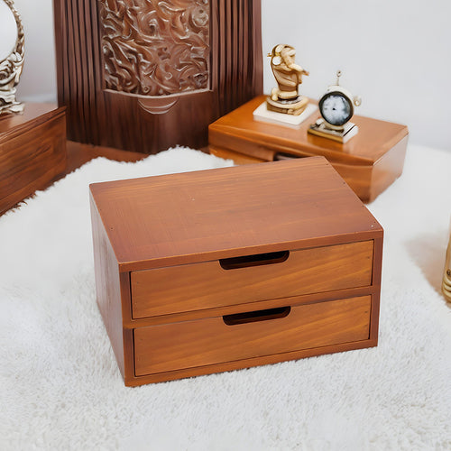 1peça Armário de armazenamento multifuncional de madeira vintage | Organizador de gaveta de mesa com 1-5 camadas para seleção | Perfeito para joias, armazenamento de escritório e quarto | Caixa de exibição tradicional para sala de estar, estudo e escritório