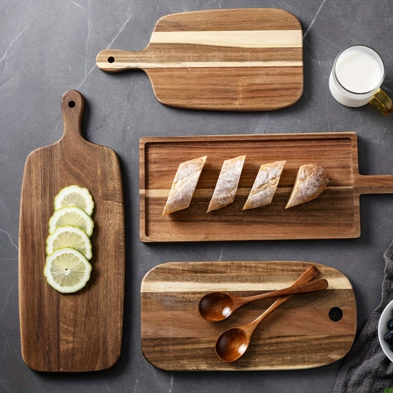 1 Tábua de Corte em Madeira de Rosa Criativa, Tábua de Pão de Madeira Maciça Irregular, Tábua de Bife Ocidental, Tabuleiro de Pastelaria para Cozinhar, Tábua de Corte para Bolos e Pães Domésticos