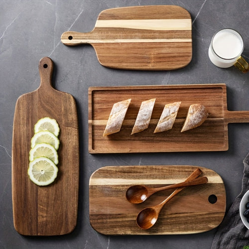 1 Tábua de Corte em Madeira de Rosa Criativa, Tábua de Pão de Madeira Maciça Irregular, Tábua de Bife Ocidental, Tabuleiro de Pastelaria para Cozinhar, Tábua de Corte para Bolos e Pães Domésticos