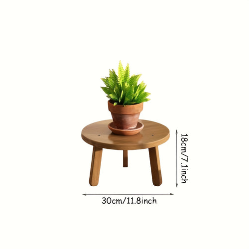 Suporte para Mini Vaso de Bambu Marrom Artesanal - Suporte Redondo de Madeira para Vaso de Flores para Casa, Escritório & Decoração de Jardim, DIY, Mesa