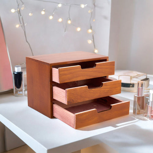 1peça Armário de armazenamento multifuncional de madeira vintage | Organizador de gaveta de mesa com 1-5 camadas para seleção | Perfeito para joias, armazenamento de escritório e quarto | Caixa de exibição tradicional para sala de estar, estudo e escritório