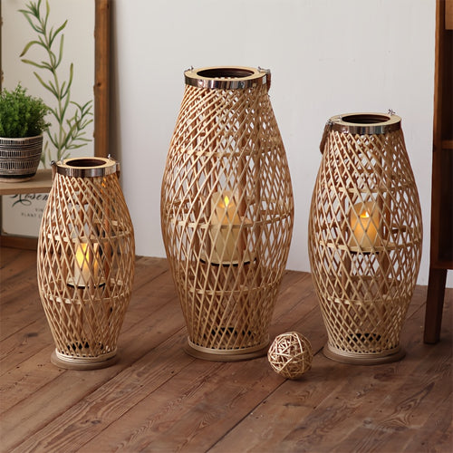 Lanternas de Madeira, Castiçais de Bambu, Artigos Decorativos para um Jantar à Luz de Vela, Adereços de Fotografia e Lanternas de Chão para Interior