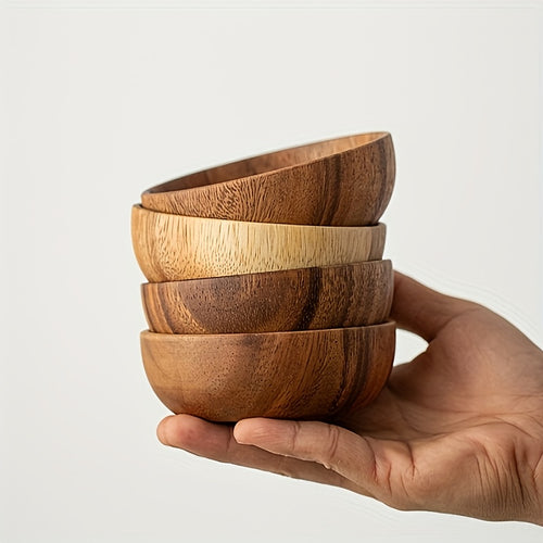 1 Taça de Madeira de Rosa, Taça para Salada de Frutas, com Grão de Madeira Natural, Adequada para Uso na Cozinha ou Restaurante, Bandeja para Aperitivos, Design Minimalista, Superfície Lisa