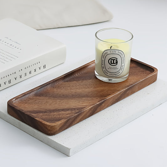 Bandeja Retangular de Nogueira Natural 1 | Prateleira de Armazenamento Retangular Oval Grande de 29,97 cm para Banheiro/Pia, Grão de Madeira Natural Polido, Design Minimalista, Presente de Natal
